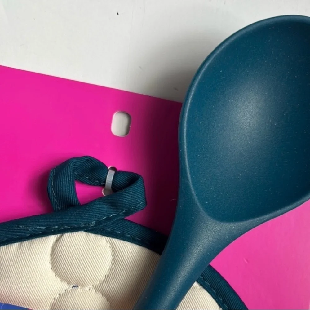 Tabitha Brown Limited Edition Teal Spoon & Polka Dot Potholder Set